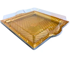 Plastikinis padėklas su dangčiu 1vnt užkandžiams 34,5 x 31 x 6 cm