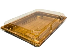 Plastikinis padėklas su dangčiu 1vnt užkandžiams 26 x 18,5 x 4,5 cm
