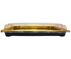 Plastikinis padėklas su dangčiu 1vnt užkandžiams 26 x 18,5 x 4,5 cm