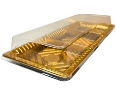 Plastikinis padėklas su dangteliu 1vnt užkandžiams 40 x 16 x 6 cm
