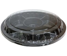 Plastikinis padėklas su dangteliu 1vnt užkandžiams 26,5 cm