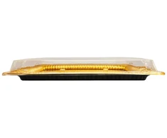 Plastikinis padėklas su dangteliu 1vnt užkandžiams 40,5 x 26,5 x 6 cm