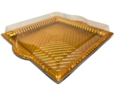 Plastikinis padėklas su dangteliu 1vnt užkandžiams 36,5 x 33 x 6 cm