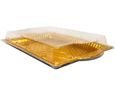 Plastikinis padėklas su dangteliu 1vnt užkandžiams 40,5 x 26,5 x 6 cm