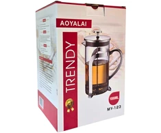 Virdulys Stiklinis arbatinukas su nerūdijančio plieno nuspaudžiamu sieteliu 1000ml