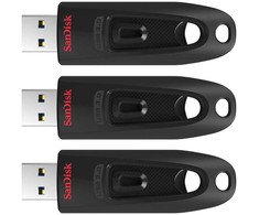 3er Pack SanDisk Ultra Typ-A 32GB USB-Stick Ohne Schutzkappe, bis zu 100 MB/s, USB 3.2 Gen 1x1 (5 Gbit/s)