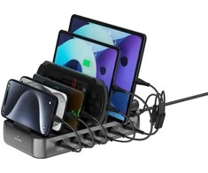 4smarts Įkrovimo stotelė Team 100W 5C/1A inkl. 6 Kabelis, juodas