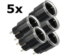 5x Shelly Plug S Gen3 Matter juodas Bundle - kleiner smarter Stecker mit Bluetooth-Konnektivität und Leistungsmessung / Unterstützt bis zu 12 A 2500