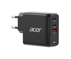 Acer 67W PD GaN Charger, 2 x USB C and 1 x USB A, EU Plug, 100W USB C cable, Juodas (Retail Pack)