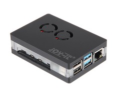 Raspberry dėklas Acryl Fan juodas (Joy-it), skirtas Raspberry Pi 4 B