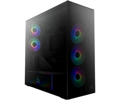 ARCTIC Xtender kompiuterio korpusas, Midi-Tower, E-ATX, RGB, Tempered Glass – includes vertical GPU mount & riser cable, juodos spalvos