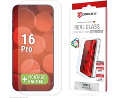 Apple iPhone 16 Pro tikras ekrano stiklas + dėklas, pagamintas „Displex“, skaidrus