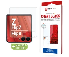 Displex Smart Glass (9H) for Samsung Z Flip7/Z Flip8, Mounting Sticker, unbreakable, Samsung, Galaxy Z Flip7/Z Flip8, Dry application, Break resistant, Dirt resistant, Scratch resistant, Transparent, 1 pc(s)