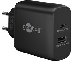 Įkroviklis Goobay Podwójna szybka kroviklis USB-C PD (45 W) juoda