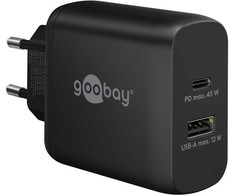 Įkroviklis Goobay Podwójna szybka kroviklis USB-C PD (45 W) juoda