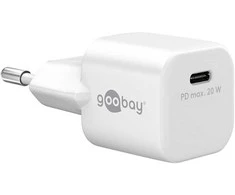 Goobay Apvalus | USB-C PD GaN Fast Charger Nano (20 W), Baltas