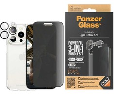 Panzer Glass PanzerGlass Privacy Bundle 3in1 dėklas telefonui skaidrus Case + Privacy Glass + Camera Protector Apple iPhone 15 Pro