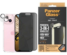 Panzer Glass PanzerGlass Privacy Bundle 3in1 dėklas telefonui skaidrus + privacy glass + kameros apsauga Apple iPhone 15