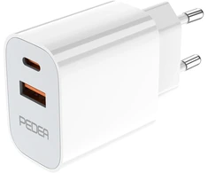 PEDEA Reiselader Dual 20W PD 3.0 PPS fr USB-C/USB-A, wei