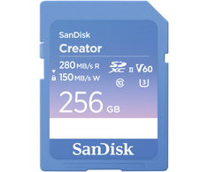 „SanDisk Creator SDXC 256 GB“ 10 klasės UHS-II/U3 V60 atminties kortelė (SDSDXEP-256G-GNCIS)