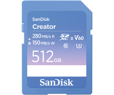 „SanDisk Creator SDXC 512 GB“ 10 klasės UHS-II/U3 V60 atminties kortelė (SDSDXEP-512G-GNCIS)