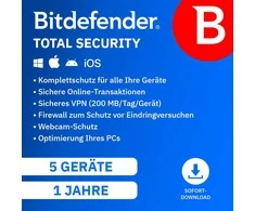 Bitdefender Total Security [5 Geräte - 1 Jahr]