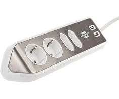 Brennenstuhl estilo kampinė maitinimo juosta 4 krypčių 2x apsauginių kontaktų lizdai, 2x Euro lizdai, įskaitant USB įkrovimo funkciją