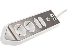Brennenstuhl estilo kampinė maitinimo juosta 4 krypčių 2x apsauginių kontaktų lizdai, 2x Euro lizdai, įskaitant USB įkrovimo funkciją