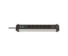 Brennenstuhl 1391030610 aukščiausios kokybės aliuminio linija 6x 3m, 2x USB sidabrinė/juoda