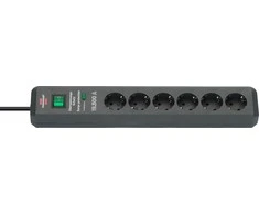 Brennenstuhl Secure-Tec 19.500A prailgintuvas su 6 lizdais ir apsauga nuo viršįtampių, 2m, pilkos spalvos