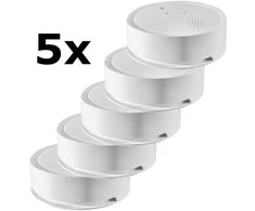 Bundle 5x Shelly Plus Smoke Dūmų detektorius - Smarter WLAN- und Bluetooth-Dūmų detektorius mit App-Benachrichtungen und akustischen Warnungen