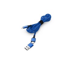 SMRTER Greitas didelės spartos duomenų kabelis, USB-C/USB-A – Lightning, kombinuotas kištukas, mėlynas