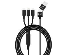Smrter USB USB-A + USB-C kabelis - USB-C + microUSB + Žaibas 1,2 m Juodas (SCRTER _ HYDRA _ ULT _ BK)