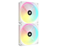 Dvigubas CORSAIR iCUE LINK QX140 RGB Baltas 140 mm magnetinio kupolo ventiliatoriaus komplektas