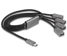 Delock 4 Port USB 2.0 Kabelis-Hub mit USB Type-C™ Anschluss 60 cm
