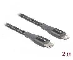 Delock Atblokuokite duomenų ir įkrovimo kabelį USB Type-C™ prie Lightning™, skirto iPhone™, iPad™ ir iPod™ pilkai 2,0 m MFi