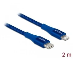 Delock Atblokuokite duomenų ir įkrovimo kabelį USB Type-C™ su Lightning™, skirtu iPhone™, iPad™ ir iPod™ mėlynas 2,0 m MFi
