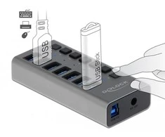 Delock External SuperSpeed USB Hub su 7 prievadais + jungikliu