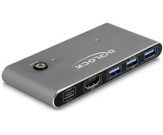 „DeLOCK“ HDMI KVM jungiklis 8K 60 Hz su USB 5 Gbps, 7680 x 4320 pikselių, 8K Ultra HD, antracito spalvos