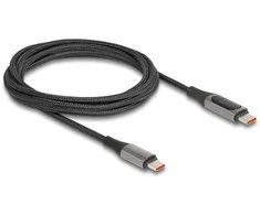 Delock USB 2.0 Kabelis USB Type-C™ Stecker zu Stecker PD 3.0 100 W mit Leistungsanzeige 2 m