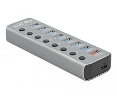 Delock USB 3.2 Gen 1 šakotuvas su 7 prievadais + 1 greito įkrovimo prievadu + 1 USB-C™ PD 3.0 prievadu