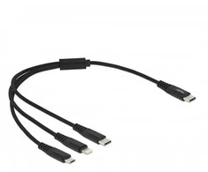 „Delock“ USB įkrovimo laidas „3 viename“ C tipo USB iki „Lightning“ / „Micro USB“ / „C tipo USB“ 30 cm