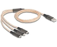 Delock USB RGB Ladekabel 3 in 1 Typ-A zu Lightning™ / Micro USB / USB Type-C™ 1,20 m