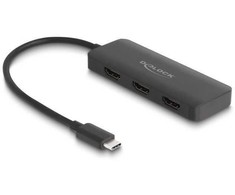 Delock USB-C > 3x HDMI Splitter MST 4K 60Hz (juodas, 15cm)