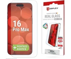 Apple iPhone 16 Pro Max tikras ekrano stiklas + dėklas, pagamintas „Displex“, skaidrus