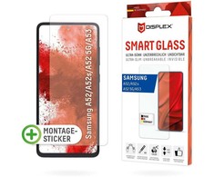 Displex Išmanusis stiklas (9H), skirtas „Samsung Galaxy A52/A52(s) 5G/A53 5G“, tvirtinimo lipdukas, nedūžtantis, itin plonas, nematomas, „Samsung“, A52/A52s/A53, sausas klijavimas, atsparus smūgiams, atsparus įbrėžimams, atsparus dulkėms, permatomas, 1 vnt.