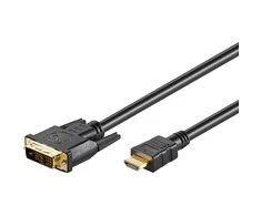 Goobay 1m HDMI / DVI-D kabelis 19pol. [HDTV (1080p), paauksuoti kontaktai, suformuotos jungtys]