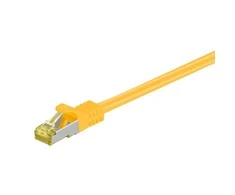 Goobay 2m RJ45 pataisinis kabelis CAT 6A S/FTP (PiMF), 500 MHz, su CAT 7 neapdorotu kabeliu, geltonas LSZH, be halogenų, varinis