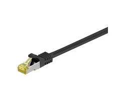 Goobay 7,5 m RJ45 pataisinis kabelis CAT 6A S/FTP (PiMF), 500 MHz, su CAT 7 neapdorotu kabeliu, juodas LSZH, be halogenų, varinis