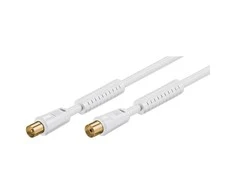 Goobay antenos kabelis 2,5 m, baltas, su feritu (80 dB), 2x ekranuotas